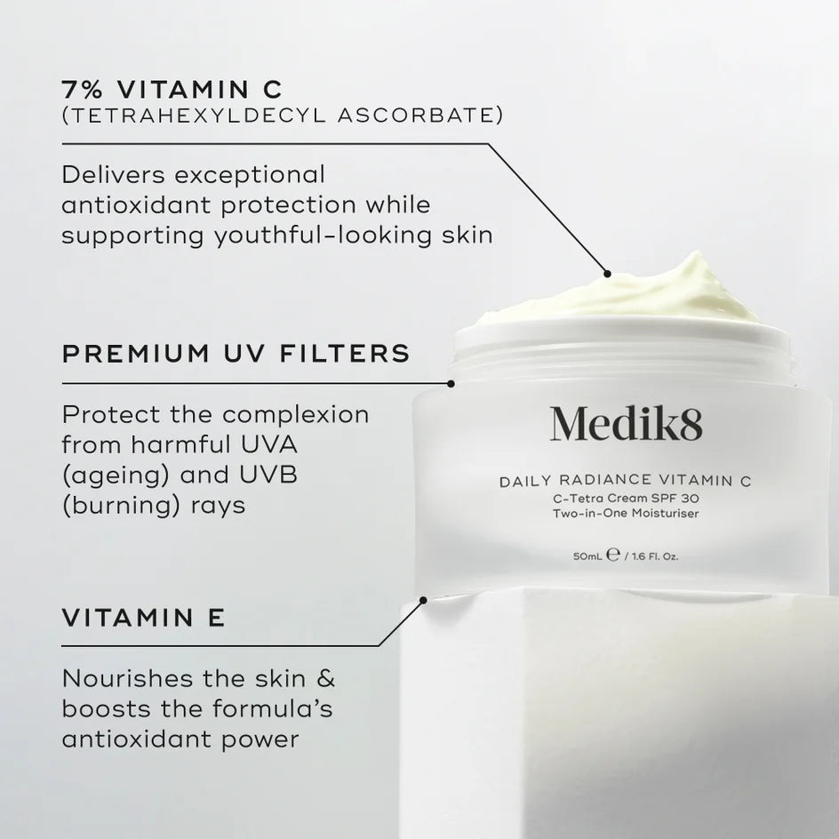 Medik8 Daily Radiance Vitamin C Tetra SPF 30 — Full Size 50ml