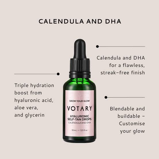 Votary Hyaluronic Self-Tan Drops with Calendula and DHA — Mini Size 15 ml