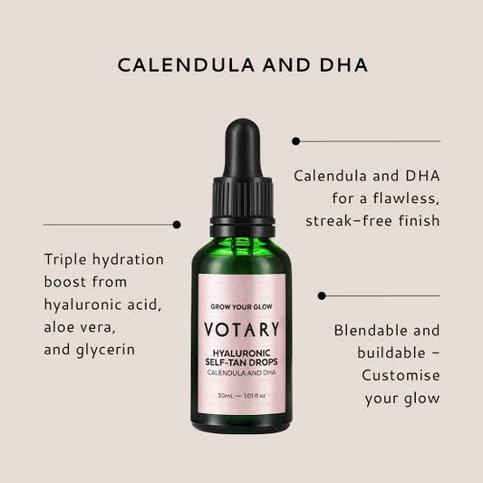 Votary Hyaluronic Self-Tan Drops with Calendula and DHA — Mini Size 15 ml